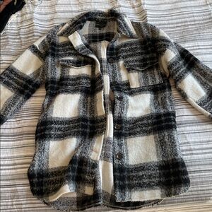 Buckle Black Black and White Plaid Shacket